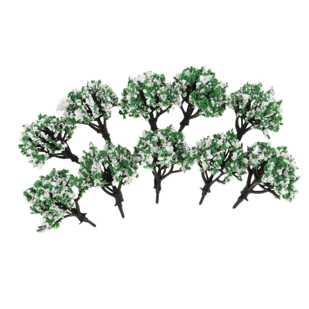 10pcs 1:200 Train Railroad Scene Scenery Diorama Wargame Landscape Model Trees Scale with Flowers Model Building Kits
