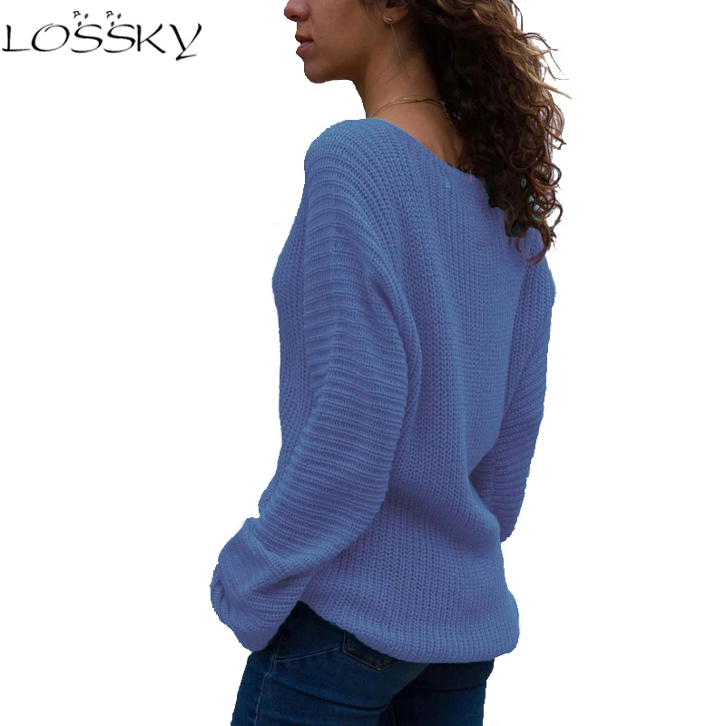 Autumn Women Pullovers Sweaters Casual V-neck Loose Ladies Tops 2018 Winter New Fashion Long-sleeved Female Knitted Clothing