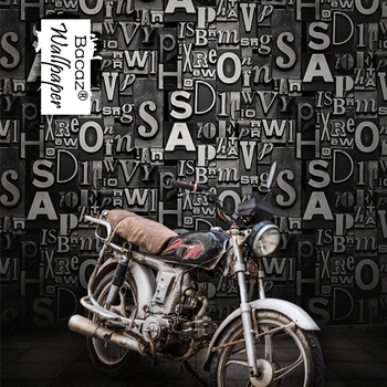 

Vintage 3D Murals chalybeate 3d Bricks Wallpaper Rolls for KTV Bar English Alphabet letter 3d wall paper Roll 3d Wallcoverings