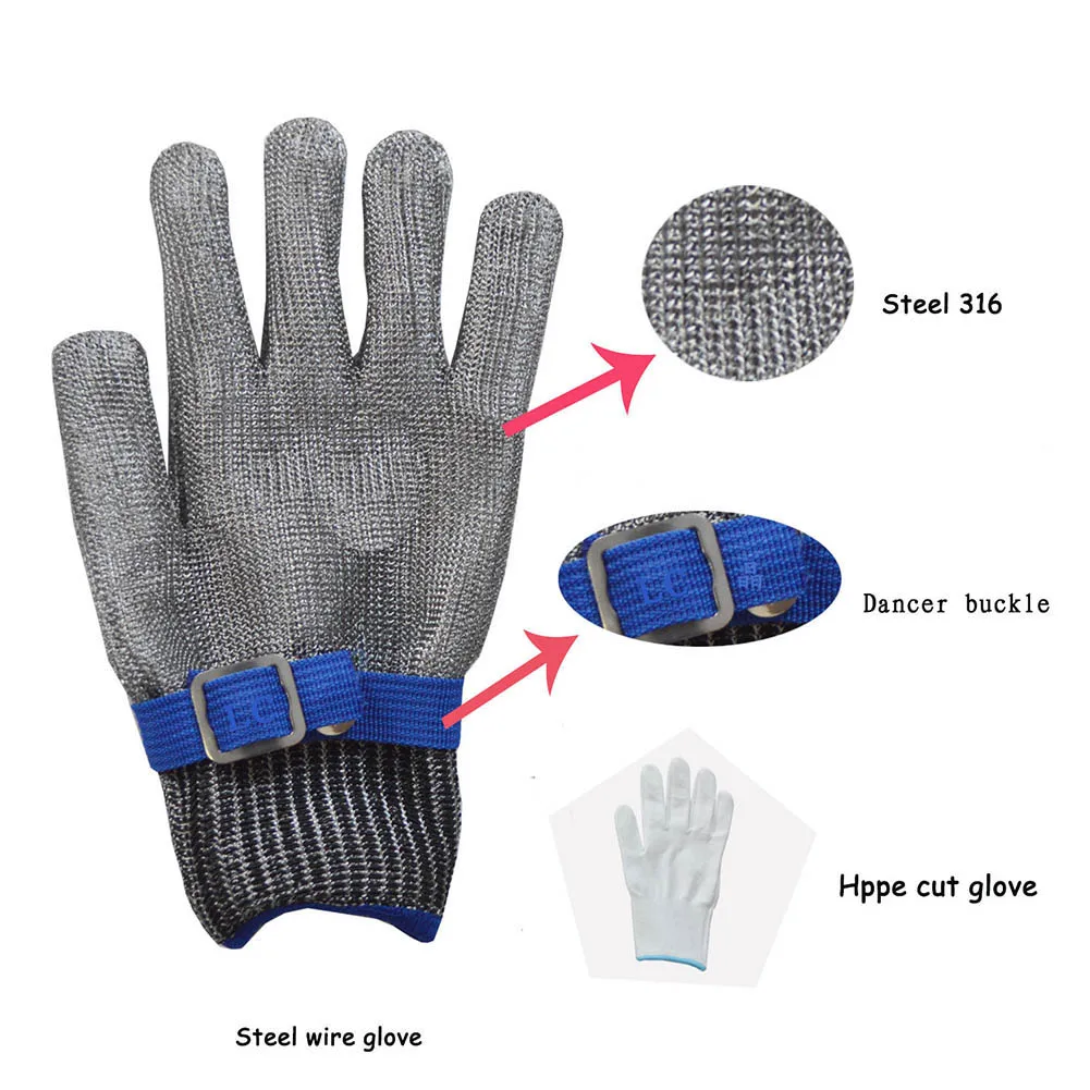 

Newly 1pc Safety Cut Proof Stab Resistant Stainless Steel Gloves Metal Mesh Butcher Tool Glove BF88