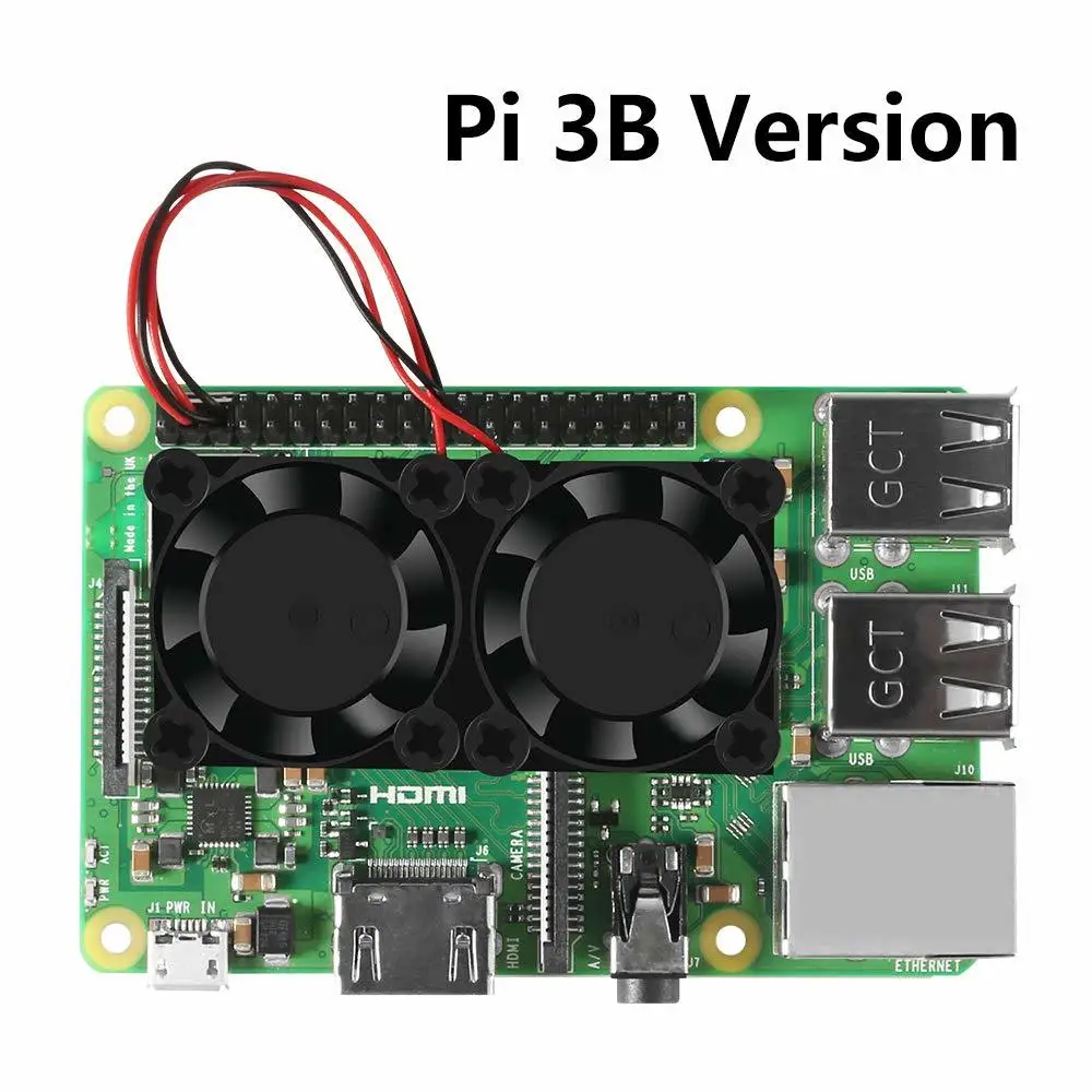 Raspberry Pi Вентилятор охлаждения с двумя вентиляторами + радиаторы теплопроводящей