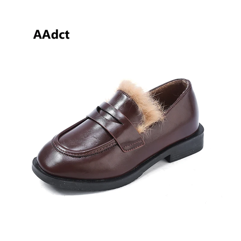 

AAdct Leather cotton warm kids shoes Casual fashion shoes for girls and boys 2018 Winter New soft kids girls shoes