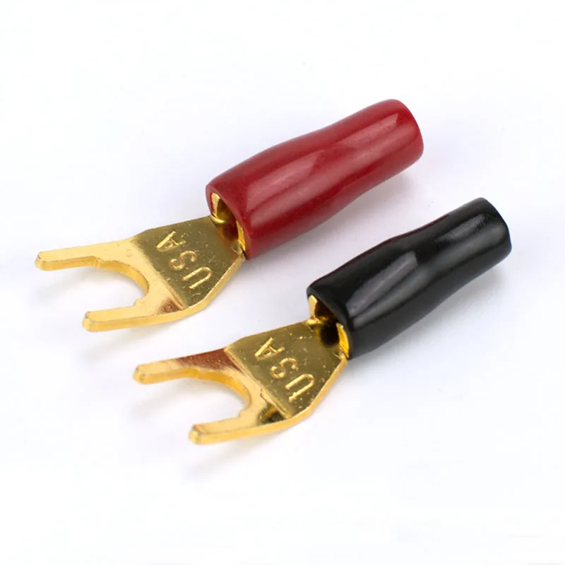 20pcs Copper Plated Wiring Fork Horn U shaped Banana Fork Y type Speaker Plug Wiring Terminalin