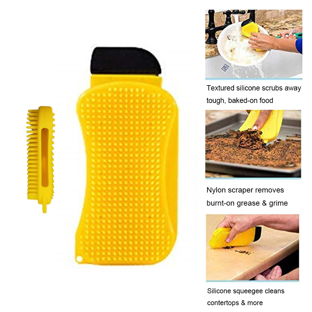 

3 in 1 Cleaning Sponge Dish Washing Cleaning Kitchen Tool Scrubber Brush Cleaner 3 x 1 clean Sponge Brush