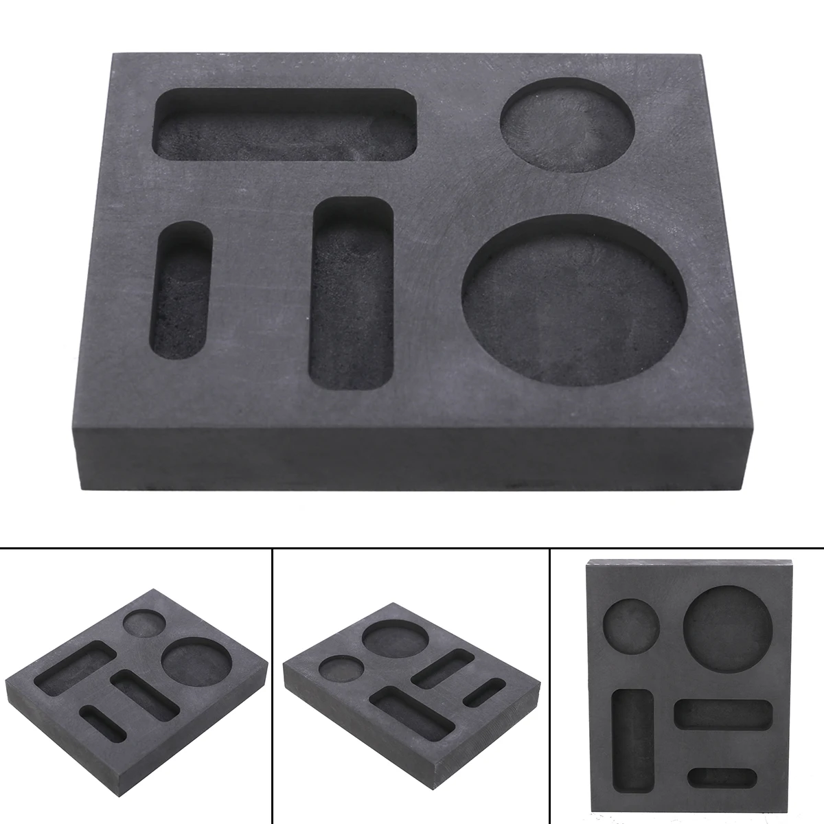 1pc Black Graphite Casting Ingot Bar Melting Mold Five Holes Ingot Casting Refining Scrap for Casting Metal Copper Silver Gold