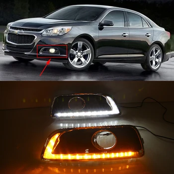

Car Flashing 2Pcs For chevrolet Malibu 2011 2012 2012 2014 2015 LED DRL Daytime Running Light LED Fog Lamps With Yellow Signal