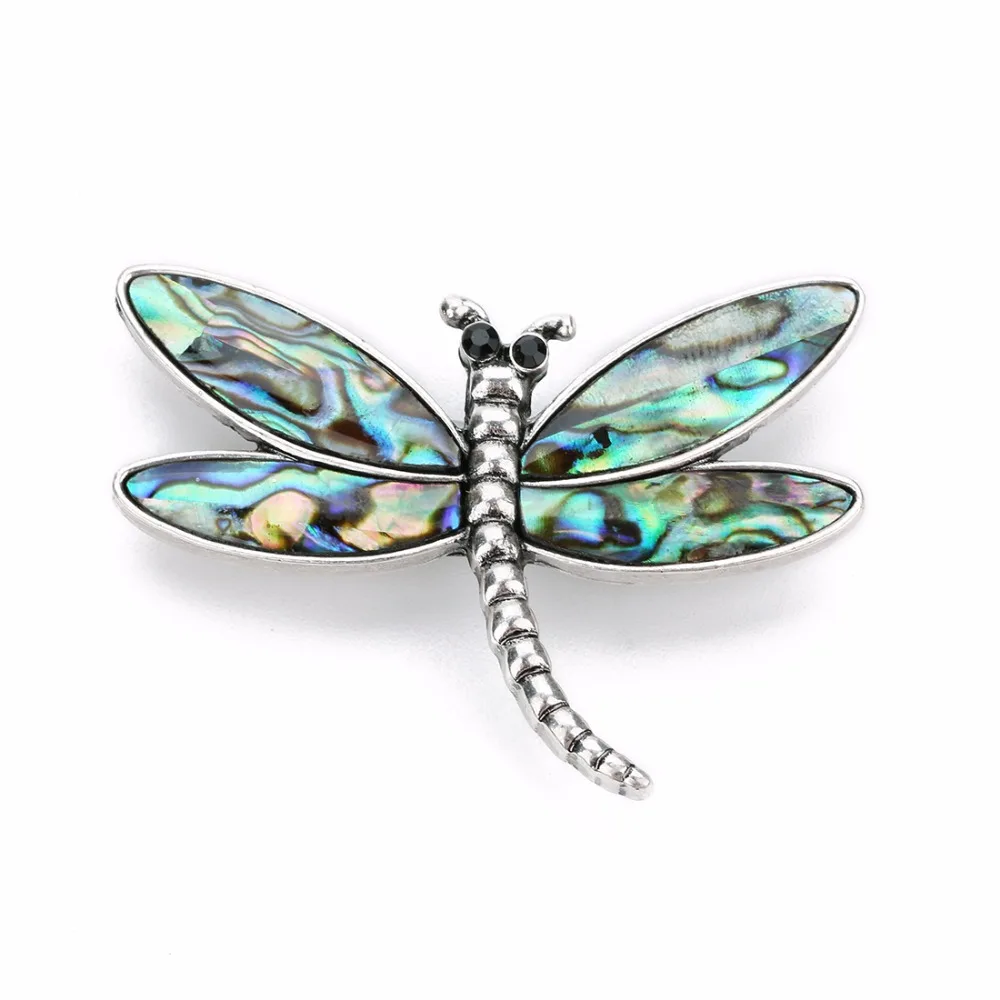 

LOULEUR New Romantic Multicolor Dragonfly Shell Brooch Pins Natural Abalone Bobo Charm Pendant for Dual Use For Jewelry Makings