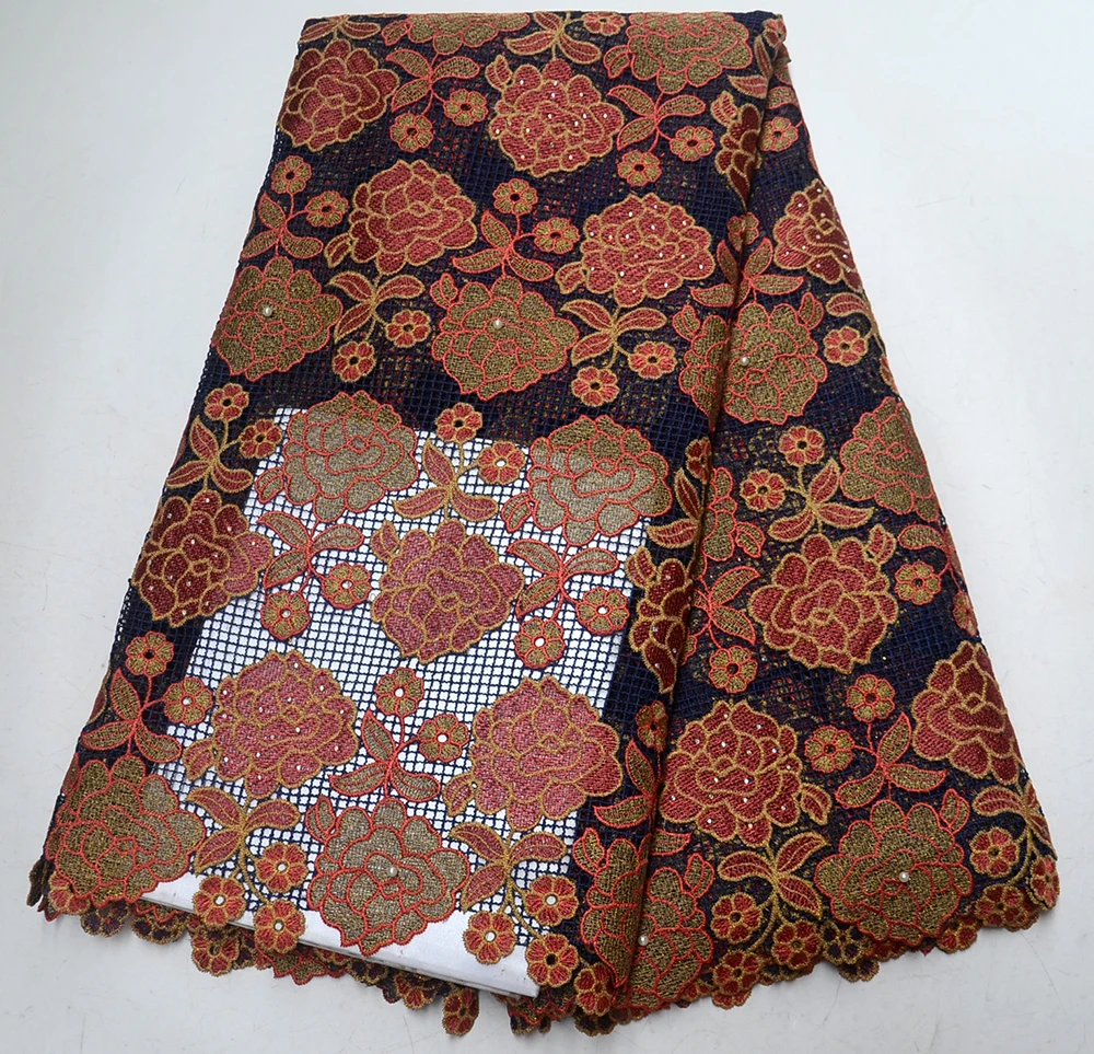 

Fashion African Lace Fabric 2019 High Quality 5yards Cord Lace Fabric African French Guipure Lace Fabric For Eveing Dress