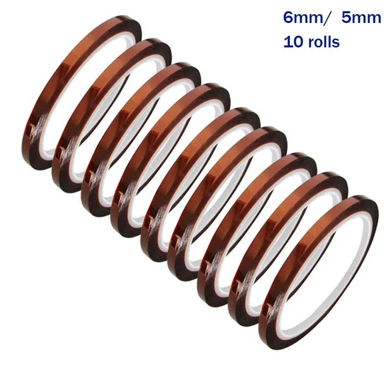 (10pcs/ lot) 5mm 6mm Heat Resistant Tape Polyimide 30m 220C High Temperature Film Insulation Adhesive Tapes | Обустройство дома