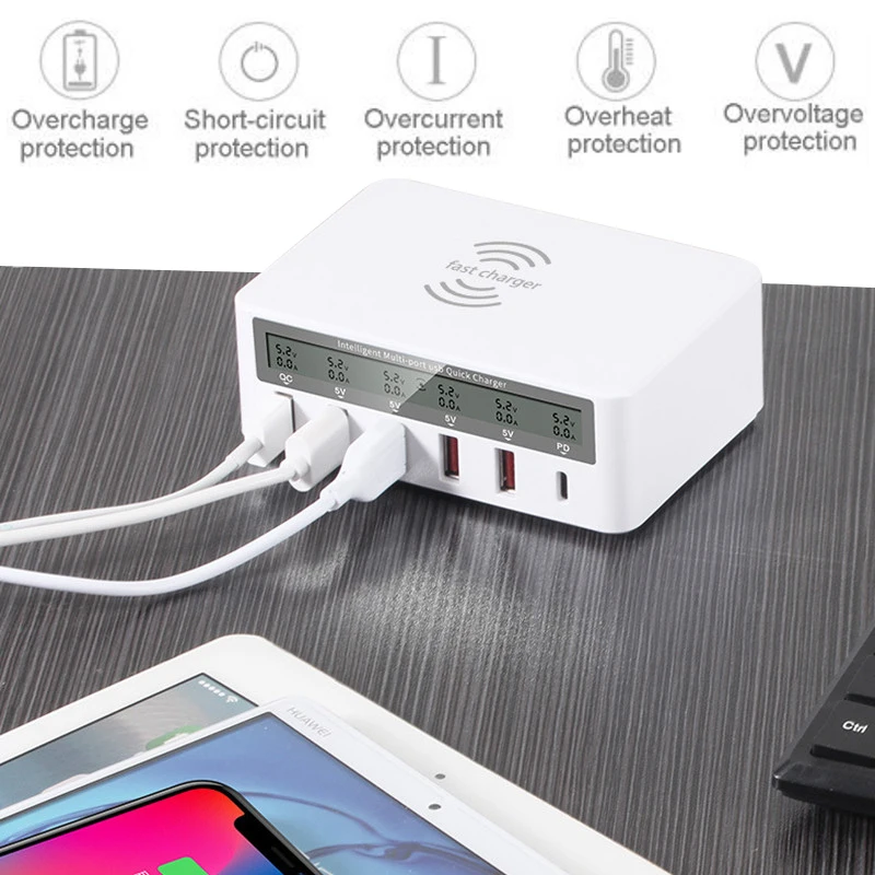Asunflower 5 портов USB QC 3 0 быстрая Беспроводная зарядная станция настенный для Iphone Ipad
