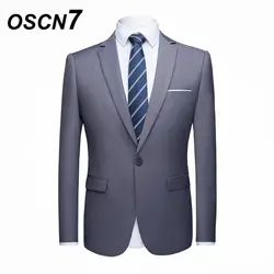 OSCN7 Досуг сплошной костюм Для мужчин плюс Размеры Повседневное Бизнес Нарядные Костюмы для свадьбы Для мужчин 2 шт. Повседневное костюм Slim