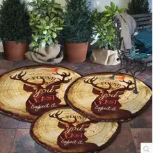 Ностальгический стиль лося Печатный круглый ковер коврик плюшевый дверной коврик нескользящий водопоглощение