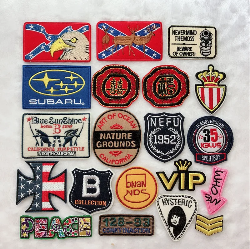 

50pcs/lot Round Embroidery Patches Letter Vintage Badge Cloth Sticker Decorative Clothes Accessories Iron Heart Applique