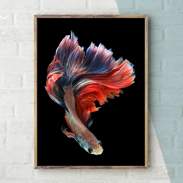 Hand Painted Koi Fish Wall Art Canvas Oil Painting Abstract Animal Posters and Prints Nordic Living Room Wall Pictures Pop Art - Цвет: A