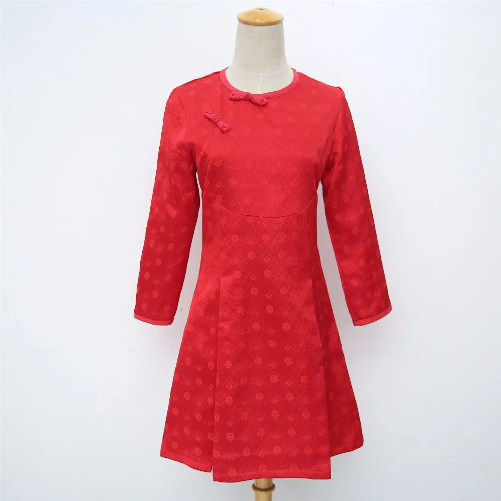 Шанхай история дамы 3/4 рукав короткое платье-Чонсам женское платье Qipao Цветочные восточные платья с круглым вырезом китайский стиль платье