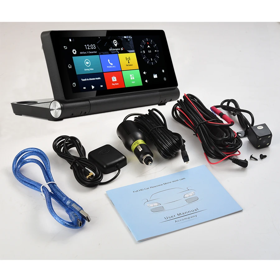 Двойная камера с 7 дюймовым IPS экраном 4G Φ DVR GPS навигацией Wi Fi Android 5 0 Bluetooth ROM 16 ГБ