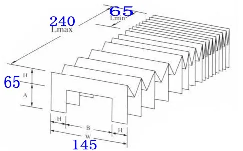 Folded 14.5x6.5x6.5cm Replacement Accordion Shape Flexible Dust Cover for Milling Machine Unfolded 14.5x24x6.5cm