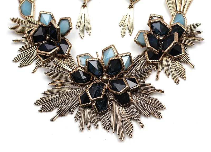 Flower jewelry set necklace matching earring fashion Unique Europe Party choker statement Necklace pendant necklace jewelry (red) NHJJ0798