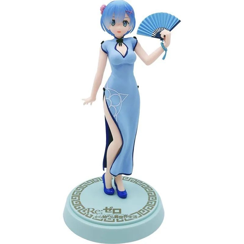 

20cm Original Anime Re:Life in a different world from zero PVC cheongsam Rem Model Toy Dolls Gifts