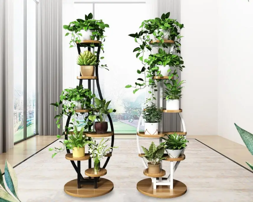 The living room household use pattern rack multilayer indoor special price balcony iron work circular buy content rack adornment