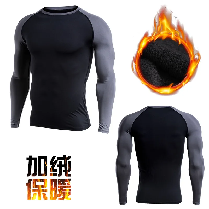 Winter Warm Rashgard Running Shirt Men T-shirt Long Sleeve Compression Shirts Gym Fitness Sport Shirt Men Jersey Sportswear