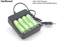 4pcs Protection New Original 18650 battery 3.7 V NCR18650B 3400 MAH Li-ion Rechargeable batteries with PCB+ 1 X battery Charger