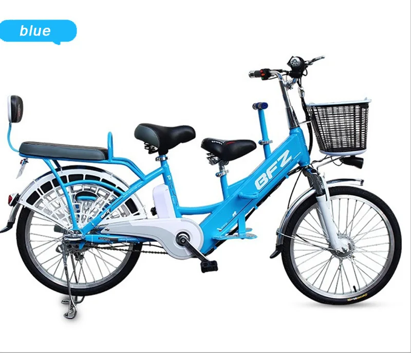 Excellent Parent-offspring electric bicycle 60V 250W brushless motor lithium battery double person bike LED lamp 6