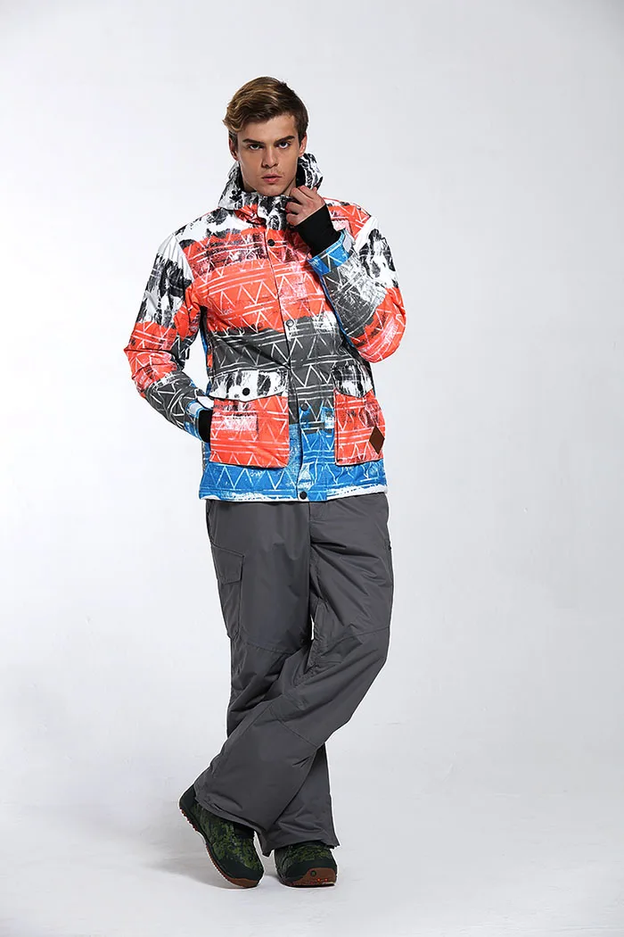 Мужской лыжный костюм GSOU Снег ветрозащитный водонепроницаемый спорт на открытом воздухе одежда лыжная куртка сноуборд куртка брюки супер теплый зимний костюм - Цвет: Color 8