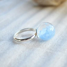 Antártico Amor Azul Luminoso Resplandor En La Oscuridad de la Bola de Cristal de Tamaño Variable Anillos de Boda Para Las Mujeres Encantos de la Joyería Fresca de La Vendimia Retro