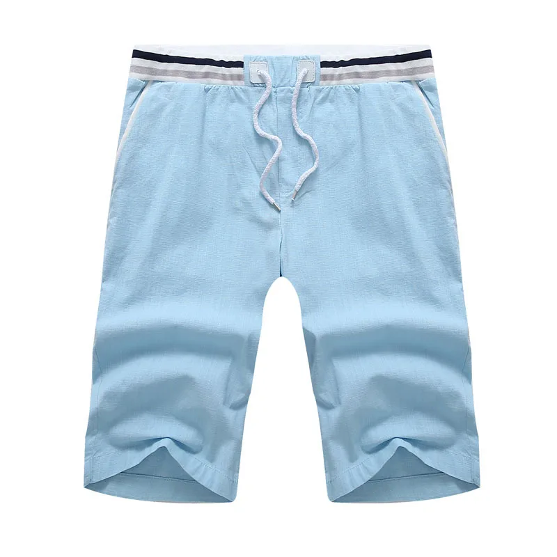 Модные летние мужские шорты-бермуды размера плюс 9XL 10XL, однотонные льняные мужские шорты, мужские шорты-бермуды, мужские летние шорты