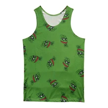 Летний модный жилет большого размера Забавный зеленый мультфильм лягушка 3d принт мужская майка для бодибилдинга мужская одежда жилет без рукавов Tanktop