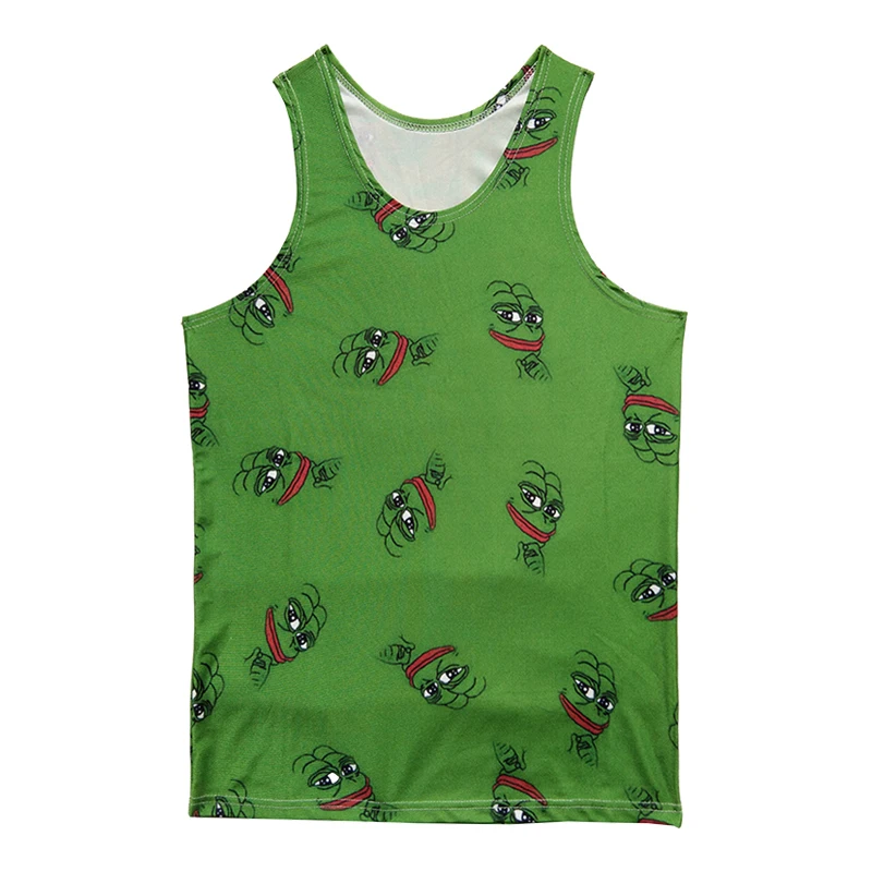 

Summer Plus Size Trendy Vest Funny Green Cartoon Frog 3d Print Men Tank Top Bodybuilding Men's Clothing Gilet Sleeveless Tanktop