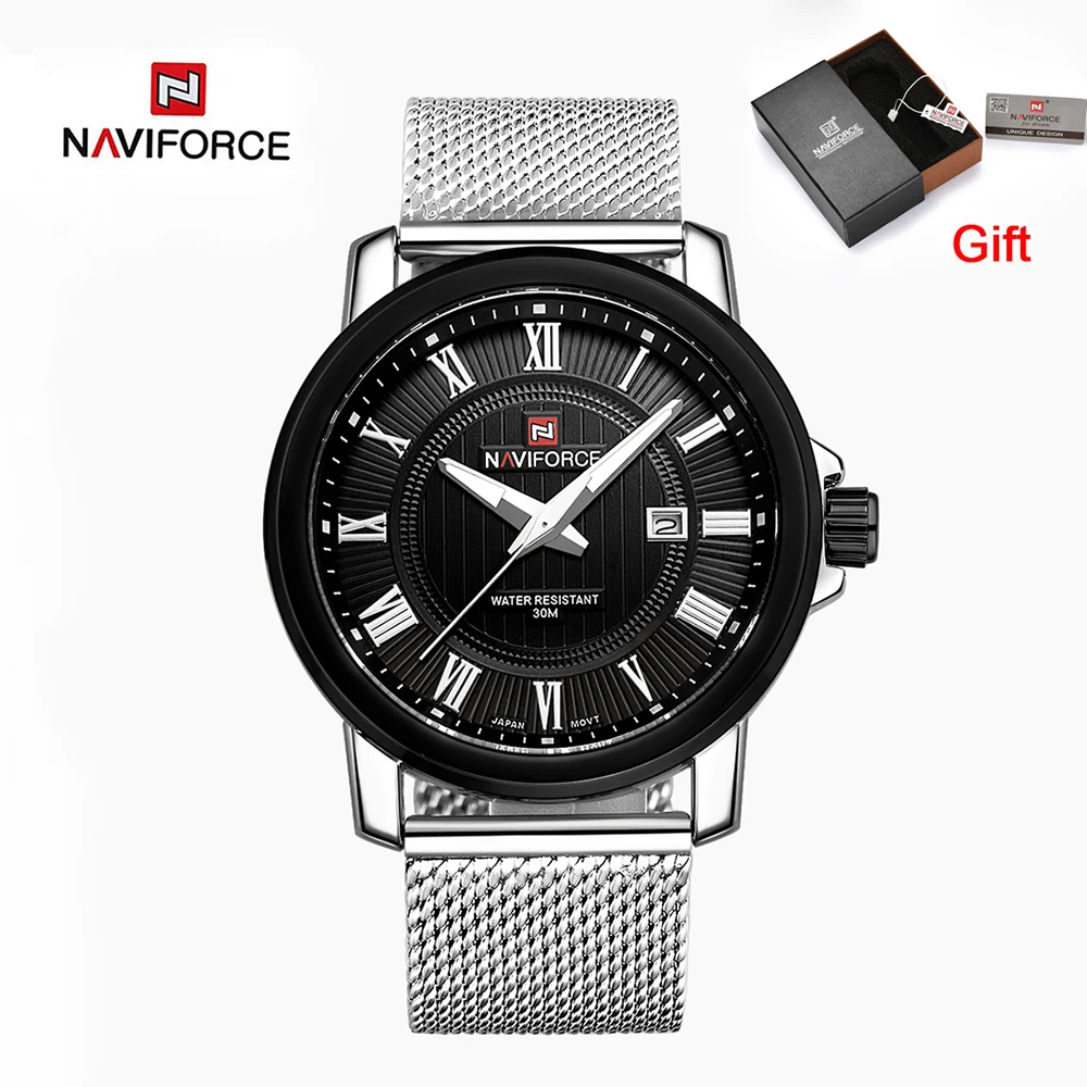 Original NAVIFORCE Men Watch Luxury Brand Analog Date Stainless Steel