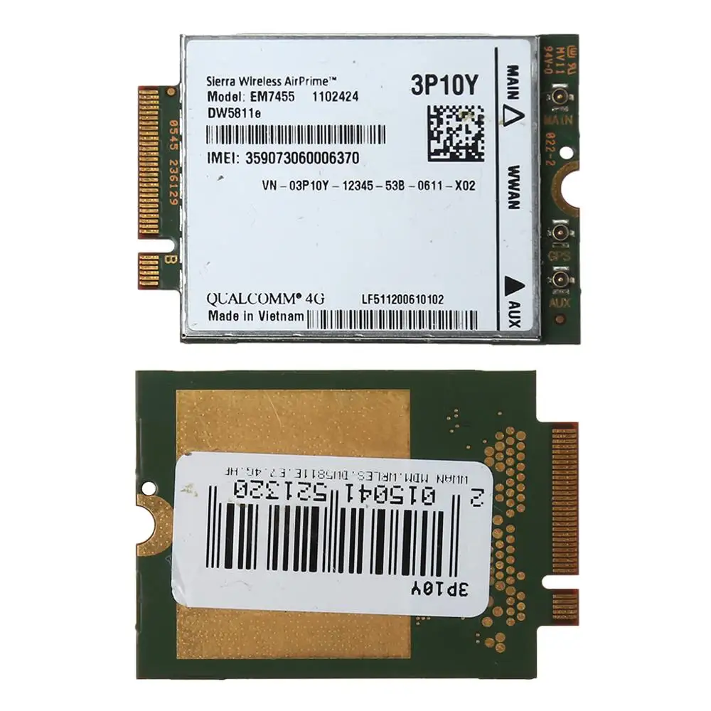 

Wireless EM7455 Replacement DW5811e 3P10Y Qualcomm 4G LTE WWAN NGFF Module Network Card for Dell E7470 E7270 E5570 E5470
