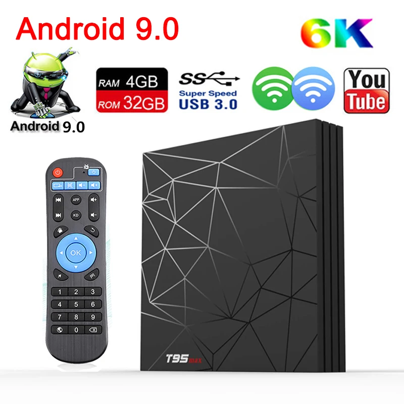 

IPTV Android 9.0 TV Box 4GB 32GB T95 Max Smart TV BOX H6 Quad Core 6K HDR 2.4GHz Wifi USB 3.0 Google Player T95MAX Set Top Box