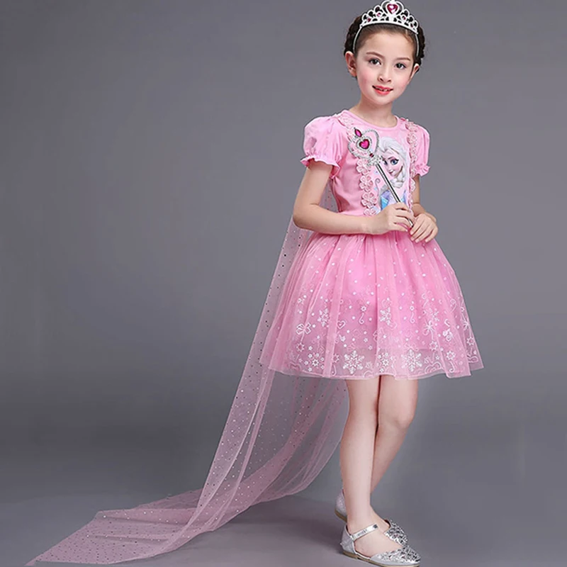 Disney Frozen Girl Dress Spring Summer Super Western Air Love Queen Princess Dress Summer Child Aisha Dress