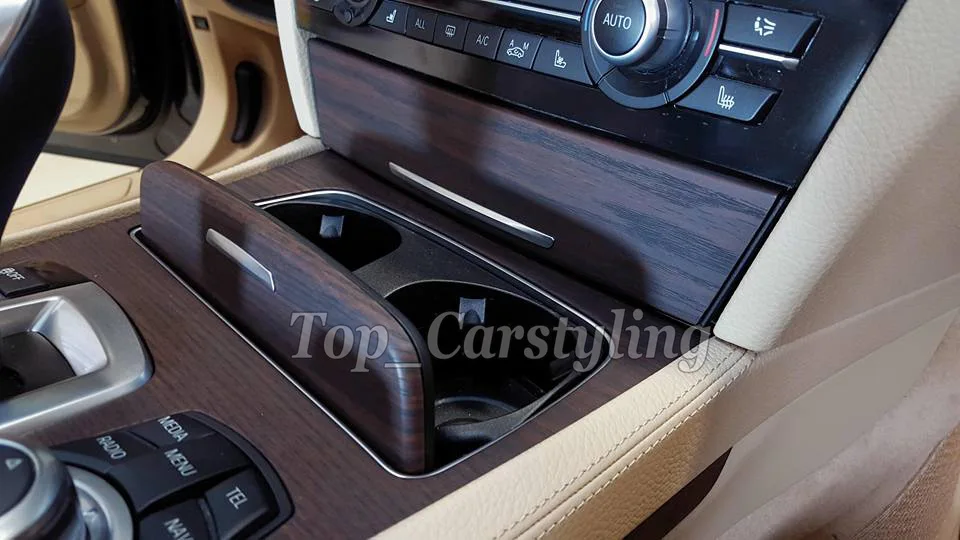 Dark woodgrain car wraping film Teak wood car styling (2)