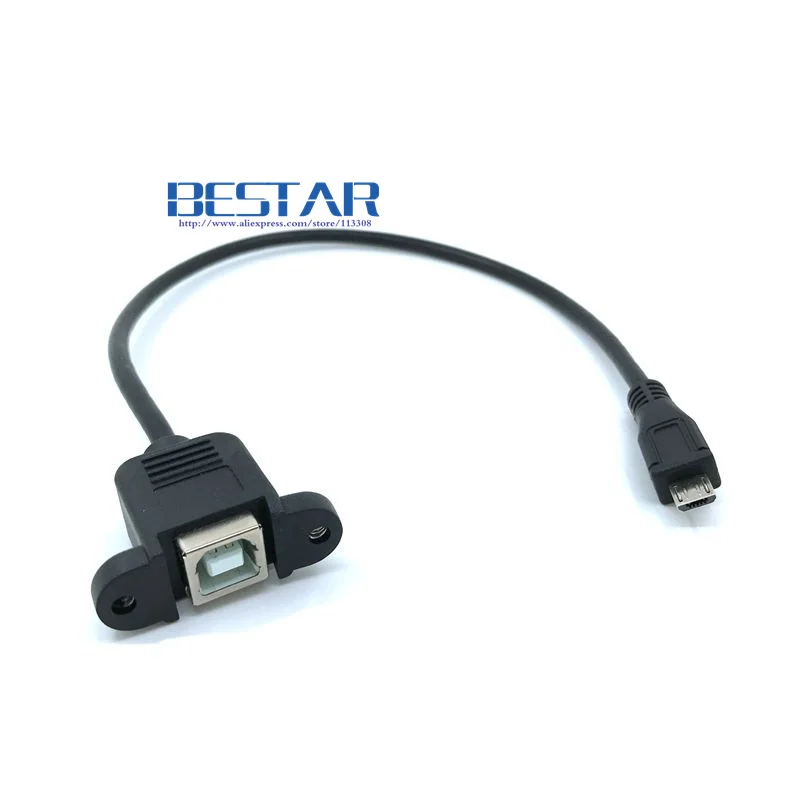 Micro-USB 5pin Micro USB 2.0 Male to USB 2.0 B Type Female Connector Cable 30cm 50cm With Panel Mount Hole, usb adapter,usb adapter cable,usb cable adapter