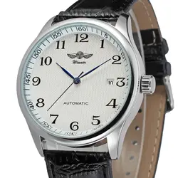 Мода победитель Лидирующий бренд бизнес для мужчин автоматические наручные часы кожаное платье мужской механические календари Дата Часы