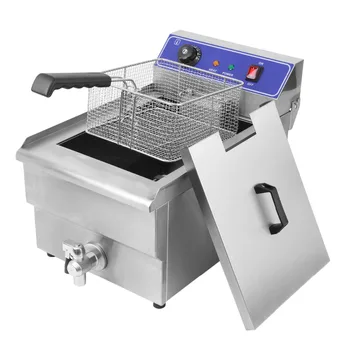 

(Ship from EU) 16L Stainless Steel Electric Fryer Commercial Single Tank Electric Deep Fryer with Basket French Fries Frying