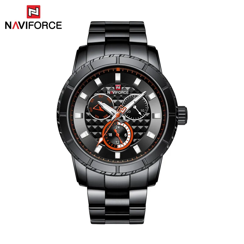 Relogio Masculino NAVIFORCE мужские часы лучший бренд класса люкс спортивные водонепроницаемые военные наручные часы стальной ремешок кварцевые мужские часы 9145 - Цвет: NA914503