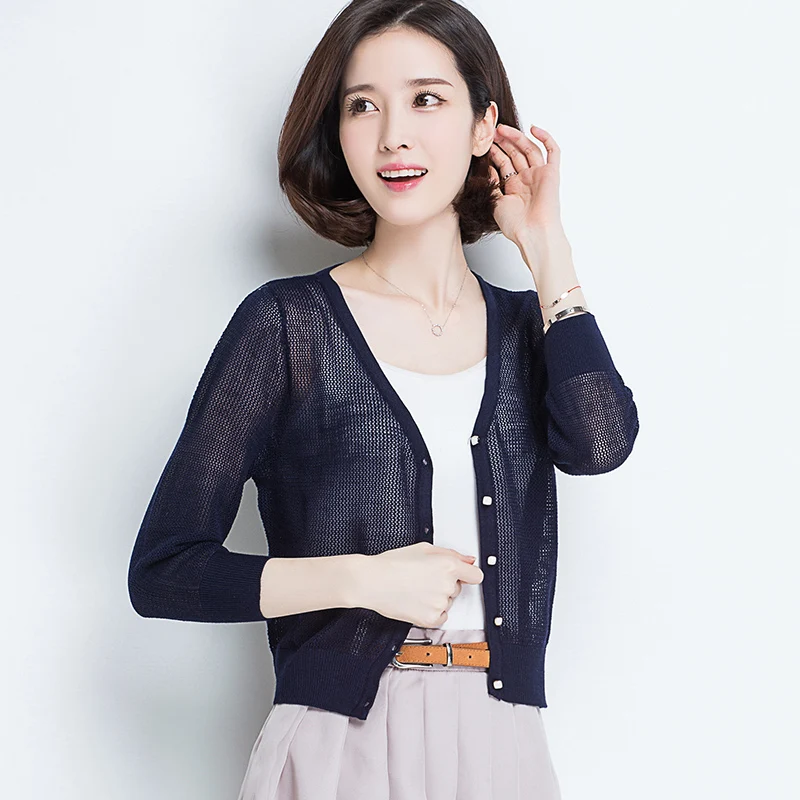 Sweater Cardigan 2019 Spring and Summer V-neck Short Design Thin Loose Cutout Cape Outerwear Female Free Shipping |