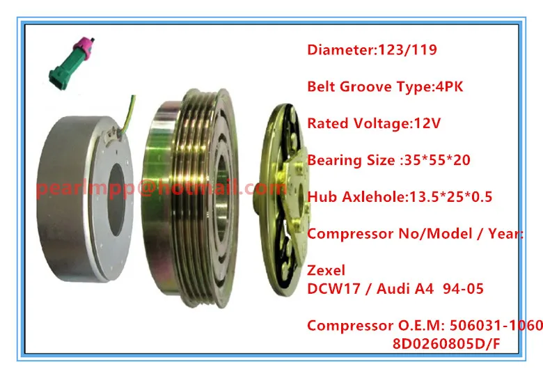High quality Zexel DCW17 4PK car ac compressor clutch assembly