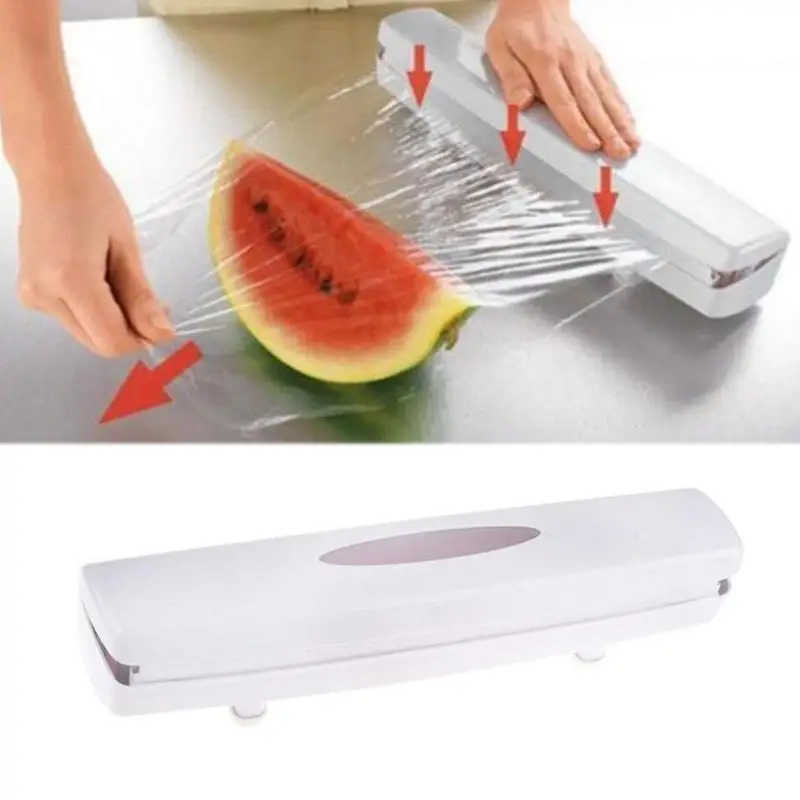 Multifunction White Cling Film Cutter Kitchen Supplies Kitchen Gadgets Abs+stainless Steel Foil