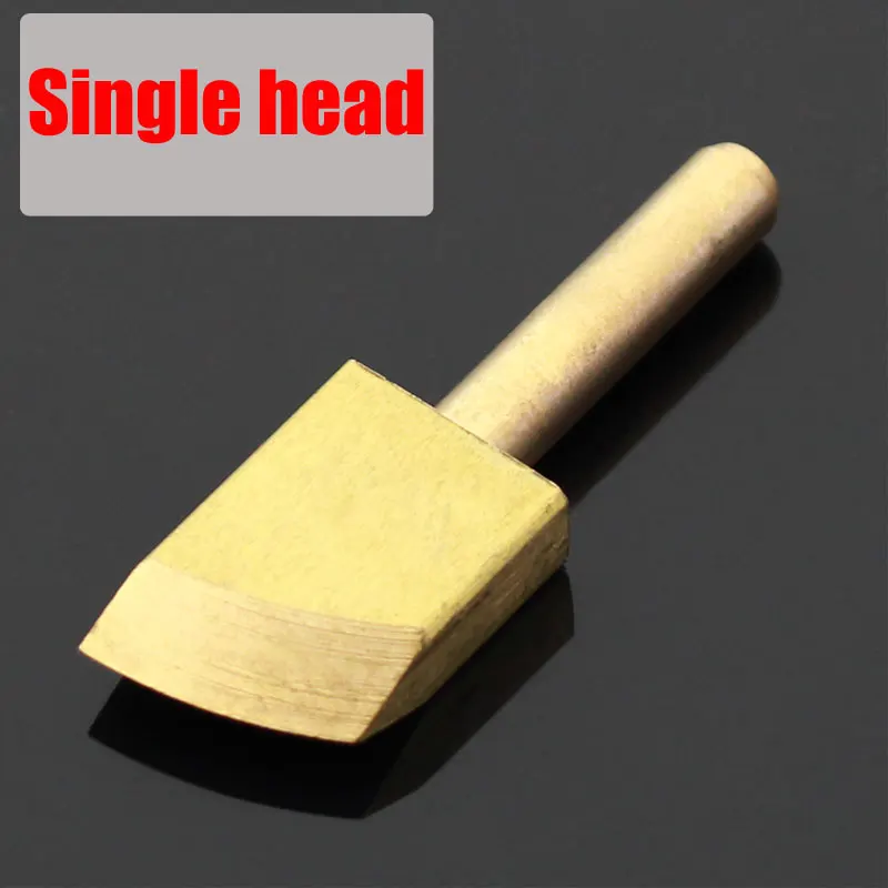 single-head Кожаный край горячий процесс электрическое железо латунная головка кожевенное ремесло припой Железный наконечник Кожа ремесло Чистая латунь DIY инструменты 3 паза - Цвет: single-head