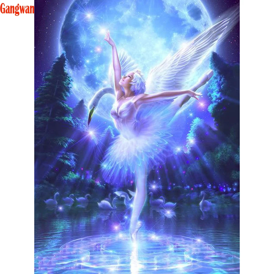 Full squareRound drill Diamond embroidery Ballet dancer 5D DIY diamond Painting swan angel Cross Stitch Rhinestone Mosaic decor