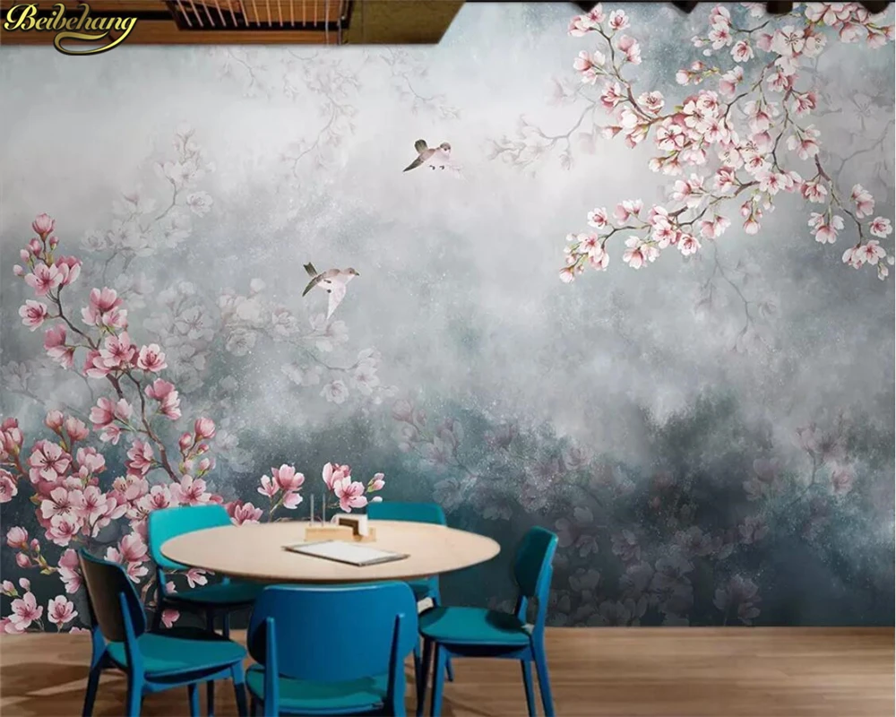 Beibehang пользовательские фото обои росписи ручная роспись персик сливы обои домашний декор обои для гостиной
