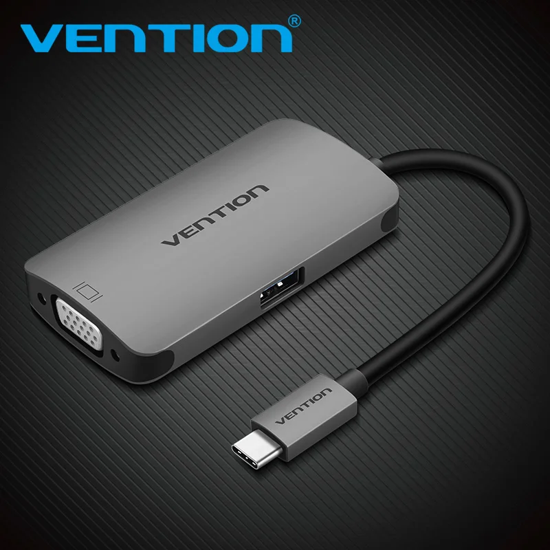 Vention USB C To VGA USB 3.0 Adapter With Type C PD Power USB 3.1 USB-C Type-C HUB VGA Adapter For MacBook Chromebook Pixel