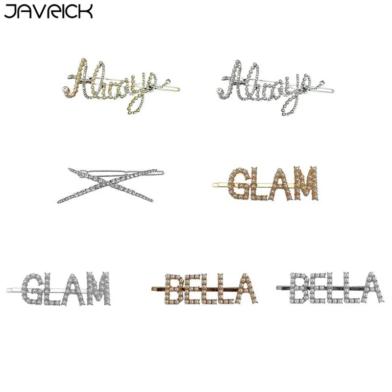 

Minimalist Ladies Rhinestone Handwriting Letters Frog Bobby Pins Cross Shaped Side Bangs Ponytail Holder Clips Styling Barrettes