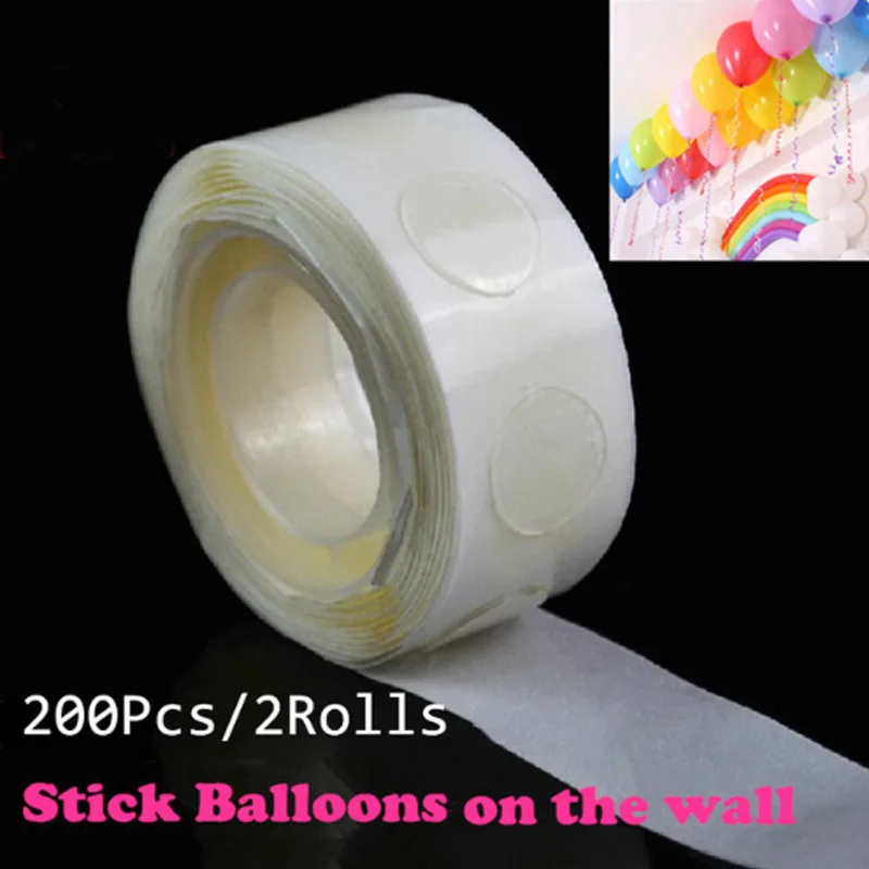 2 Rolls 200 Dot Special Double Sided Adhesive Tape Balloon Stickers